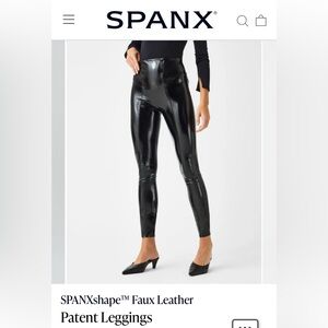 Spanx Faux Patent Leather Control Top Leggings